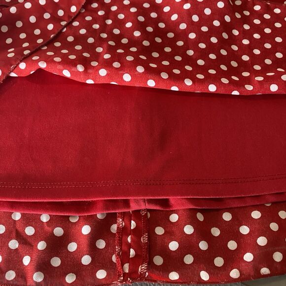 A Byer Halter Dress Red White Polka Dot Faux Wrap Lined Pinup Rockabilly Size 9 - Picture 8 of 13
